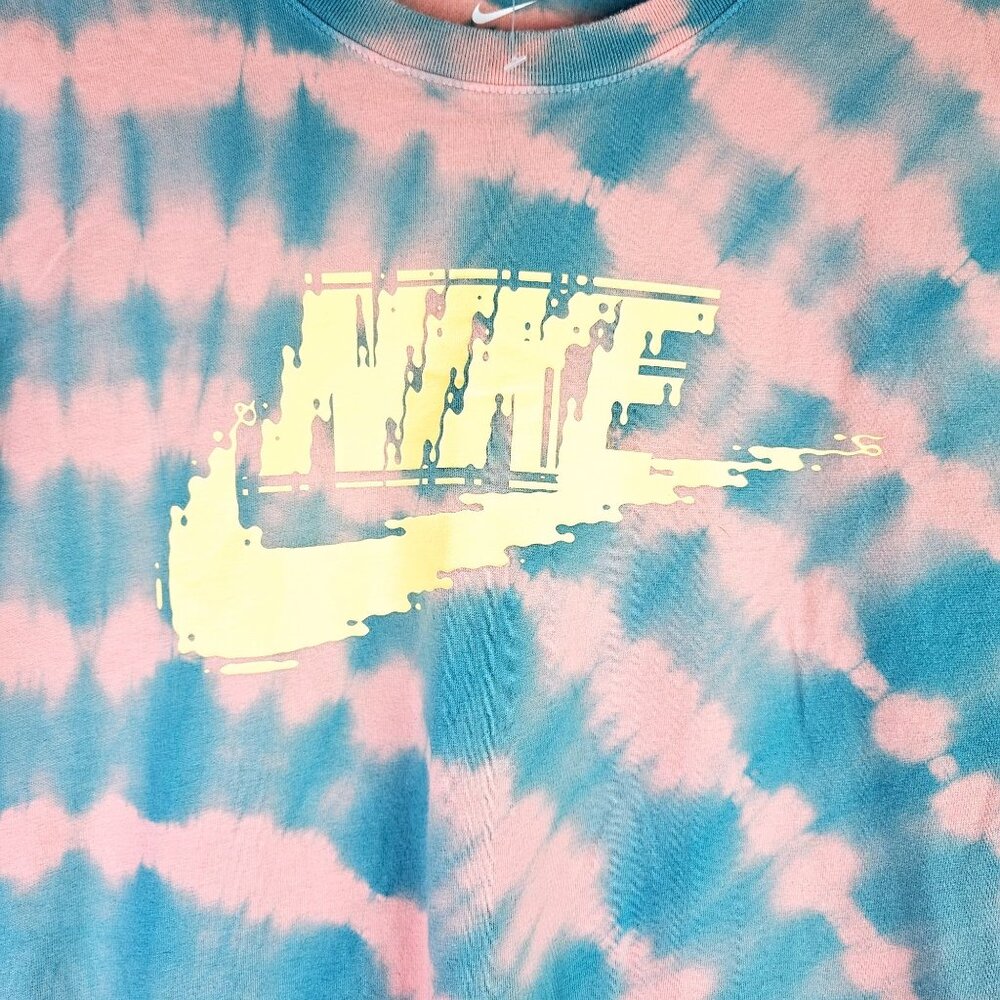 The Nike Tee, Tye Dye, Pink Blue Yellow, Digi Print Swoosh, Sz M - Picture 5 of 9